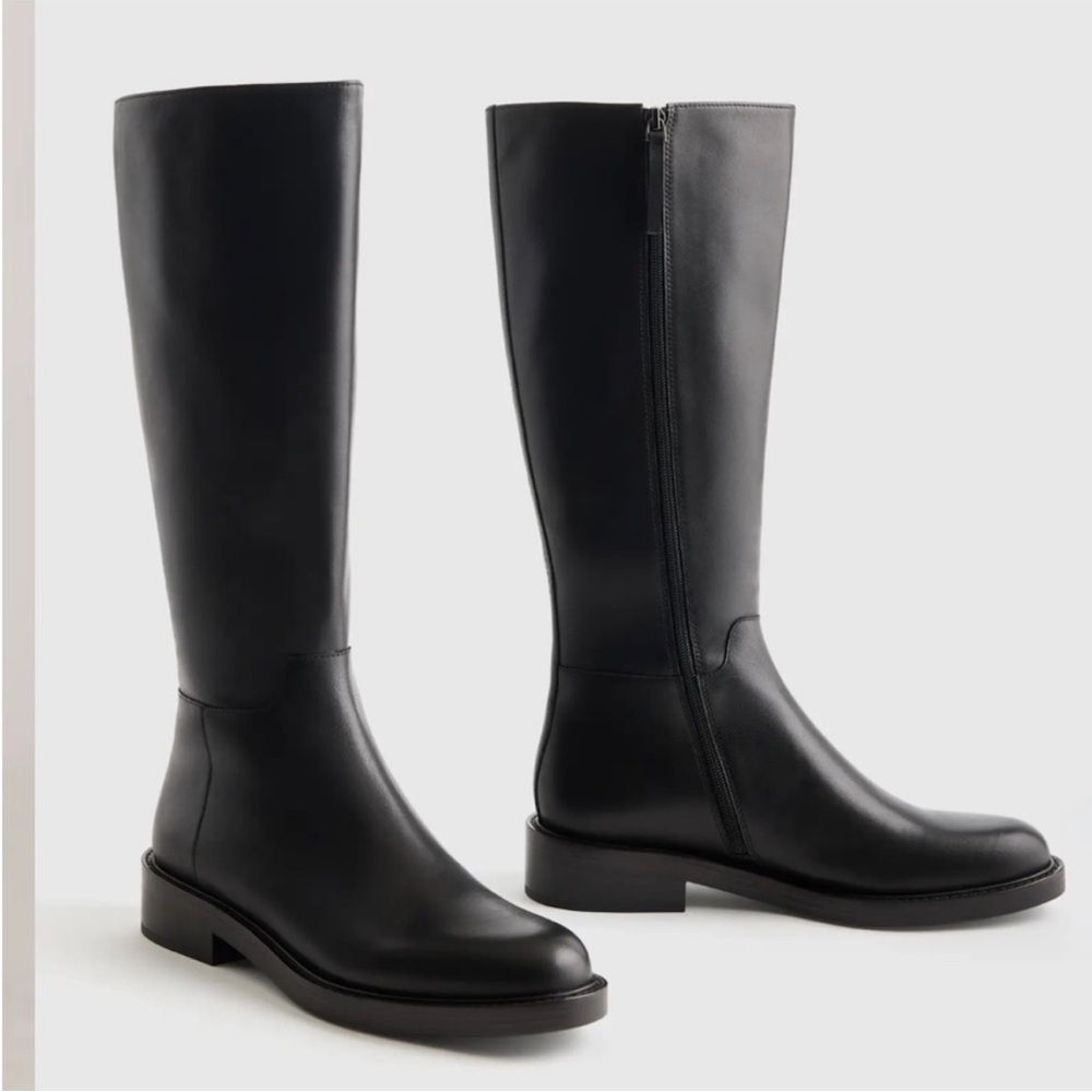 Quince Italian Leather Black riding boots size 5 NWT